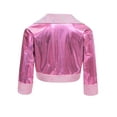 thumbnail image 4 of Hansber Kids Girls Shiny Metallic Long Sleeve Jacket Hip Hop Jazz Dance Crop Top Rave Party Festival Coat Outerwear Pink 10, 4 of 7