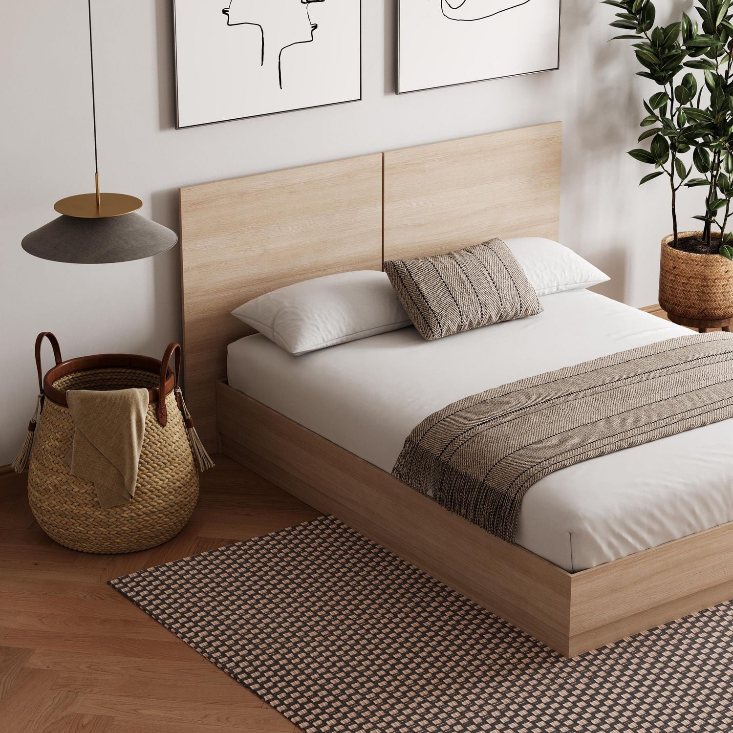 Milano Full Size Platform Bed with Headboard