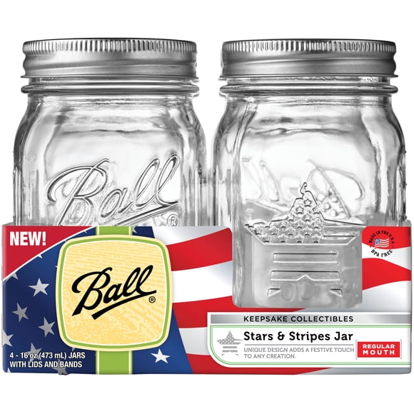 Ball(R) Regular Mouth Keepsake Canning Jars 4/Pkg-Pint Usa, 16Oz