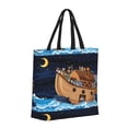 thumbnail image 2 of Disketp Ocean Scene with Noah's Ark Canvas Tote Bag,Women Shoulder Bag Crossbody Handbag with Zipper Closure, 2 of 8