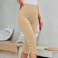 thumbnail image 2 of Miluxas Capri Pants for Women Casual Summer Dressy Pull On Stretch High Waisted Buttons Slit Bottom Crop Work Leggings Khaki S(S), 2 of 9