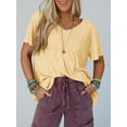 thumbnail image 2 of Womens Oversized Tshirts Knit V Neck Short Sleeve Tunic Tops Summer Casual Loose Fit Tee Shirts, 2 of 7
