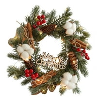 11.81Inch Rustic Farmhouse Christmas Wreath for Front Door with Pine Cones and Red Berries,Traditional Holiday Decor for Indoor Outdoor Use, Christmas Door Hanging Decor for Porch, Mantel, and Window