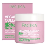Pacifica Vegan Collagen Overnight Recovery Cream - Nighttime Face Cream for Anti-Aging & Wrinkles, Improves Dry Skin & Redness, Dermatologist Tested, Vegan and Cruelty-Free, 1.7 fl oz