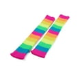 thumbnail image 3 of LAVA 2 Packs 80s Adult Neon Leg Warmers Knitted Crochet Long Boot Socks for Yoga Workout Dance Party Rainbow, 3 of 8