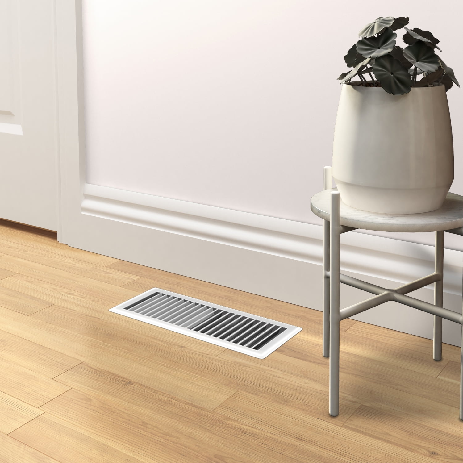 (5 pack) Imperial 4-inch x 12-inch White Steel Painted Louvered, Floor Register, Rectangular, Household Vent Cover