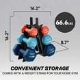 thumbnail image 3 of HolaHatha 5, 10, and 15 Pound Neoprene Dumbbell Weight Set with Storage Rack, 3 of 11