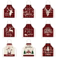 thumbnail image 2 of Delantal navideño de algodón y lino con cuadros rojos y negros de Papá Noel y alce, sin mangas, con babero tipo halter, 2 of 6