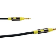 Auto Drive Universal 3.5mm Auxlilary Audio Cable,6ft Long,Black Color with Yellow Aluminum Housing, AD22AUX06