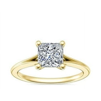 2.00 Carat Princess Cut Moissanite Diamond Unique Solitaire Anniversary Ring for Ladies in Solid 18K Yellow Gold Size 7 by Diamond-Capitals