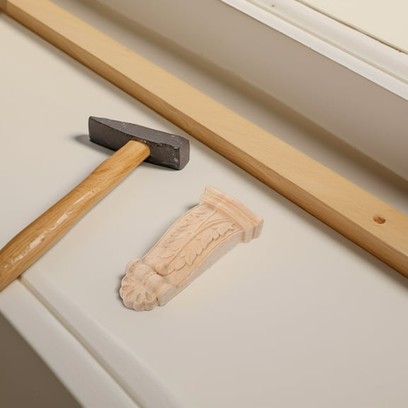 WHAMVOX Elegant Khaki Wood Carved Corbel Bracket for Decorative Shelf or Doorway with Simple Installation 7.5x5.5x2.5