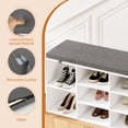 thumbnail image 4 of Mvvte Shoe Bench with Removable Fabric Pad, Storage Bench with Padded Seat, Entryway Bench with 10 Cubbies, for Bedroom, Mudroom, Hallway & Closet (White, 41"D x 11.2"W x 16.75"H), 4 of 8