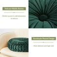 thumbnail image 4 of HIG Set of 2 Pumpkin Pleated Round Throw Pillows, Soft Velvet, Emerald, 14.5" Diameter, 4 of 6