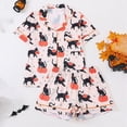 thumbnail image 2 of Likimi Halloween Pajamas For Women Set Lapel Button Down Hallowmas Cat Print Short Sleeve Pjs Tops With Shorts For Party Comfort Homewear White Size L, 2 of 9