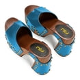 thumbnail image 4 of FSJ Women Platform Clogs Mules Open Toe Wooden Block High Heel Sandals Rivet Studded Chunky Slides Size 6.5 Blue, 4 of 4
