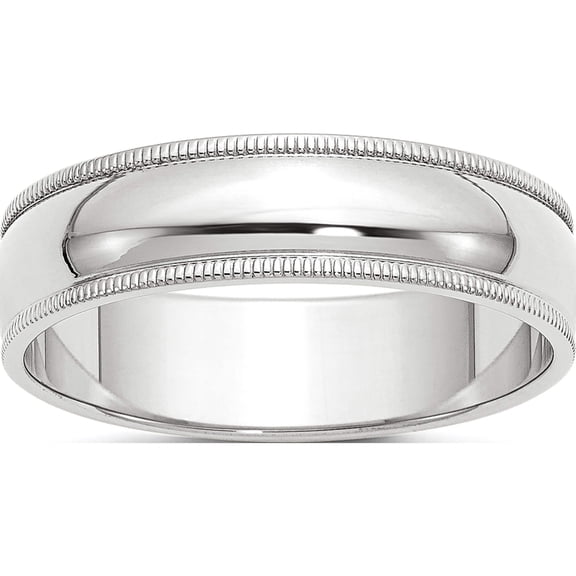 10K White Gold 10Kw 6mm Milgrain Half Round Band Size 4 Made In United States 1wm060-4