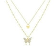 thumbnail image 1 of Janrevotw Double Necklace Female Simple Design Sense Niche Net Red Temperament Cold Wind Collarbone Chain New With Diamond Butterfly, 1 of 2