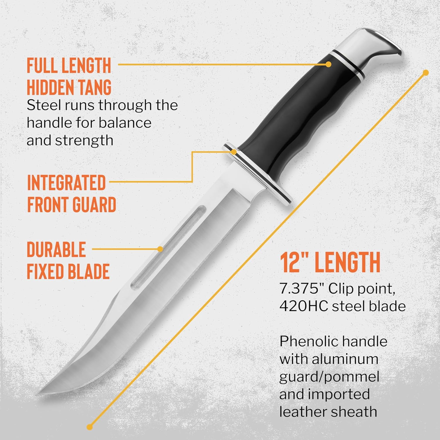 Buck Knives 120 General Hunting Knife, 7-3/8" Fixed Blade, Phenolic Handle, 8.3 oz