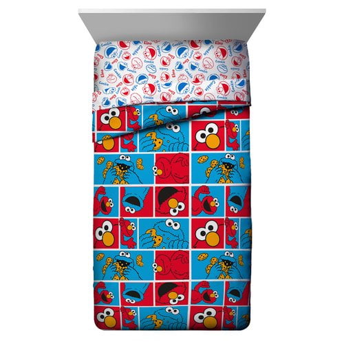Sesame Street Elmo Cookie Squares Twin Comforter