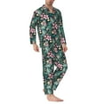 thumbnail image 2 of Yiaed Rose Flowers Print Men’s Pajamas Set - Long Sleeve Button Down Sleep Shirt and Pajama Bottoms Sleepwear Set Mens Pjs Sets Men's Pajama Bottoms-XX-Large, 2 of 7