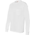 thumbnail image 3 of Hanes 5596 Men Tagless Long-Sleeve T-Shirt With Pocket Size Large, White, 3 of 6