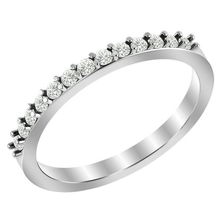 10K White Gold 0.29 Carat Diamond Stackable Band Ring