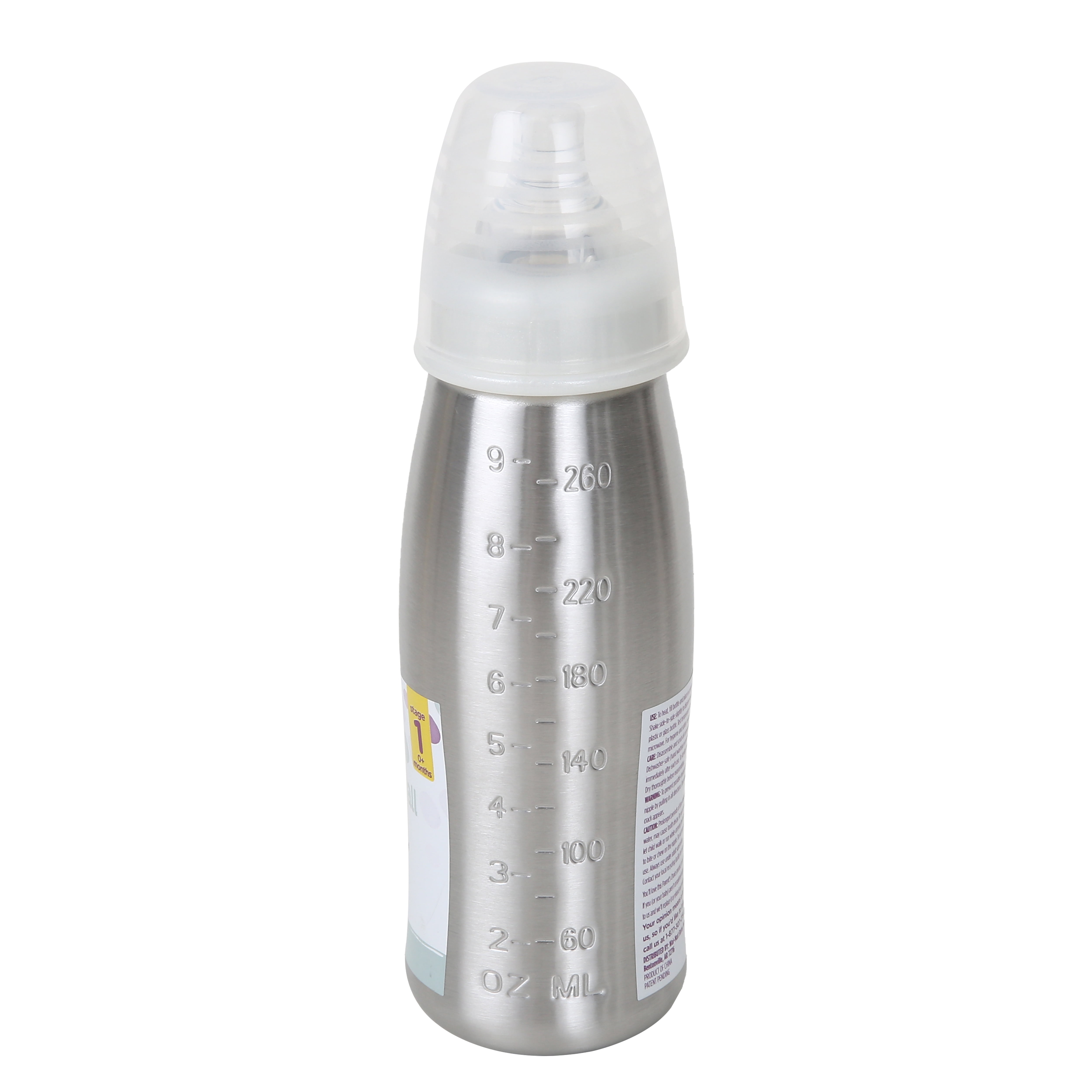 Parent's Choice Stainless Steel 9oz Standard Neck Baby Bottle