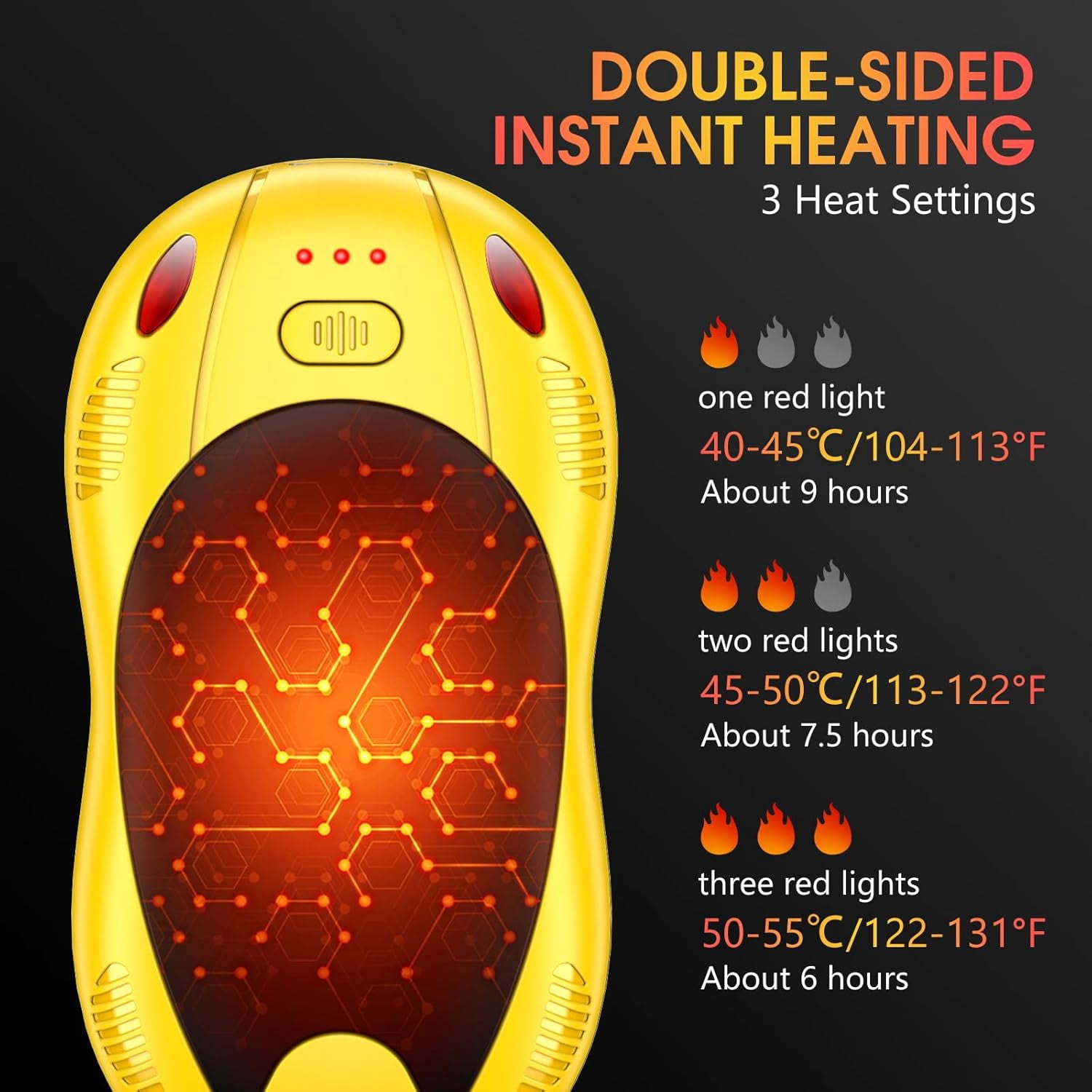 2 Pack Hand Warmers Rechargeable 2-in-1 Hand Warmer 10000 mA 3 Level Double-Side Heating Electric Hand Warmer Reusable Best Warm Winter Gift for Women Men