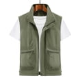 thumbnail image 2 of Atkumj Men Fishing Vest Fashion Multi‑Functional Stand Collar Zip Up Drawstring Hem Oversized Vests Casual Solid Color Loose Mens Outerwear Vests for Outdoor Activity M, 2 of 8