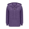 thumbnail image 5 of Long Sleeve Shirts for Women Casual New Womens Button V Neck Hooded Sweaters Long Sleeve Pullover Tops Casual Sweatshirts with Pockets Fall Outfits Purple M, 5 of 8
