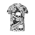 thumbnail image 4 of Wukai Skull and palm leaves Youth Unisex Short Sleeve T-Shirt for Boys, Girls, Teens, and Kids-Small, 4 of 7