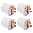 thumbnail image 3 of 2 Pin To 3 Pin Plug Adapter, Brass Post 4PCS EU To UK Plug High Efficiency With Fuse For Business And Travel White, 3 of 8