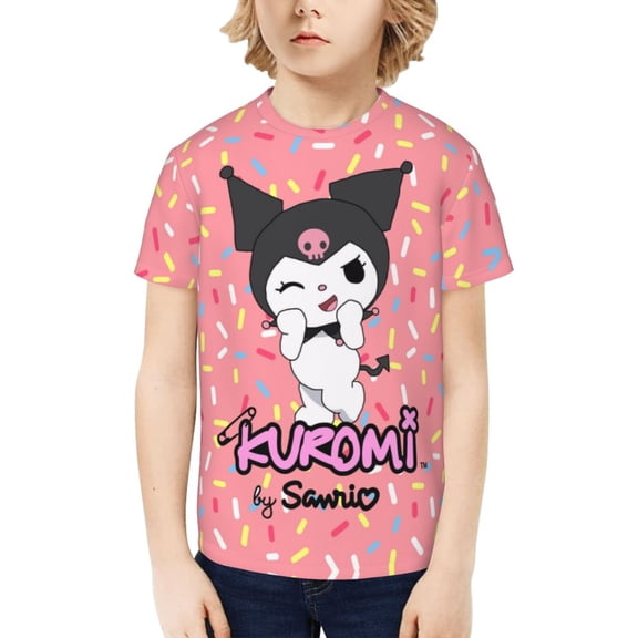 Sanrio Kuromi Kids T-Shirt 3d Printed Graphic T-Shirts Boys And Girls Short Sleeve Shirts For Youth Kids X-Small