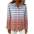 thumbnail image 6 of Giftesty Women's Fashion Loose Casual Long Sleeve Button Collar Striped Plaid Print Daily Wear Shirt, 6 of 6