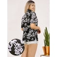 thumbnail image 2 of HAPPY BAY Women's Dressy Summer Holidays Beach Tops Short-Sleeve Button Down Hawaiian Shirt Vacation Bohemian Shirts For Women S Beach, Black, 2 of 5