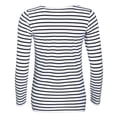 thumbnail image 2 of SOLS - Camiseta de manga larga con estampado de rayas modelo Marine para mujer (Blanco/Azul marino), 2 of 3