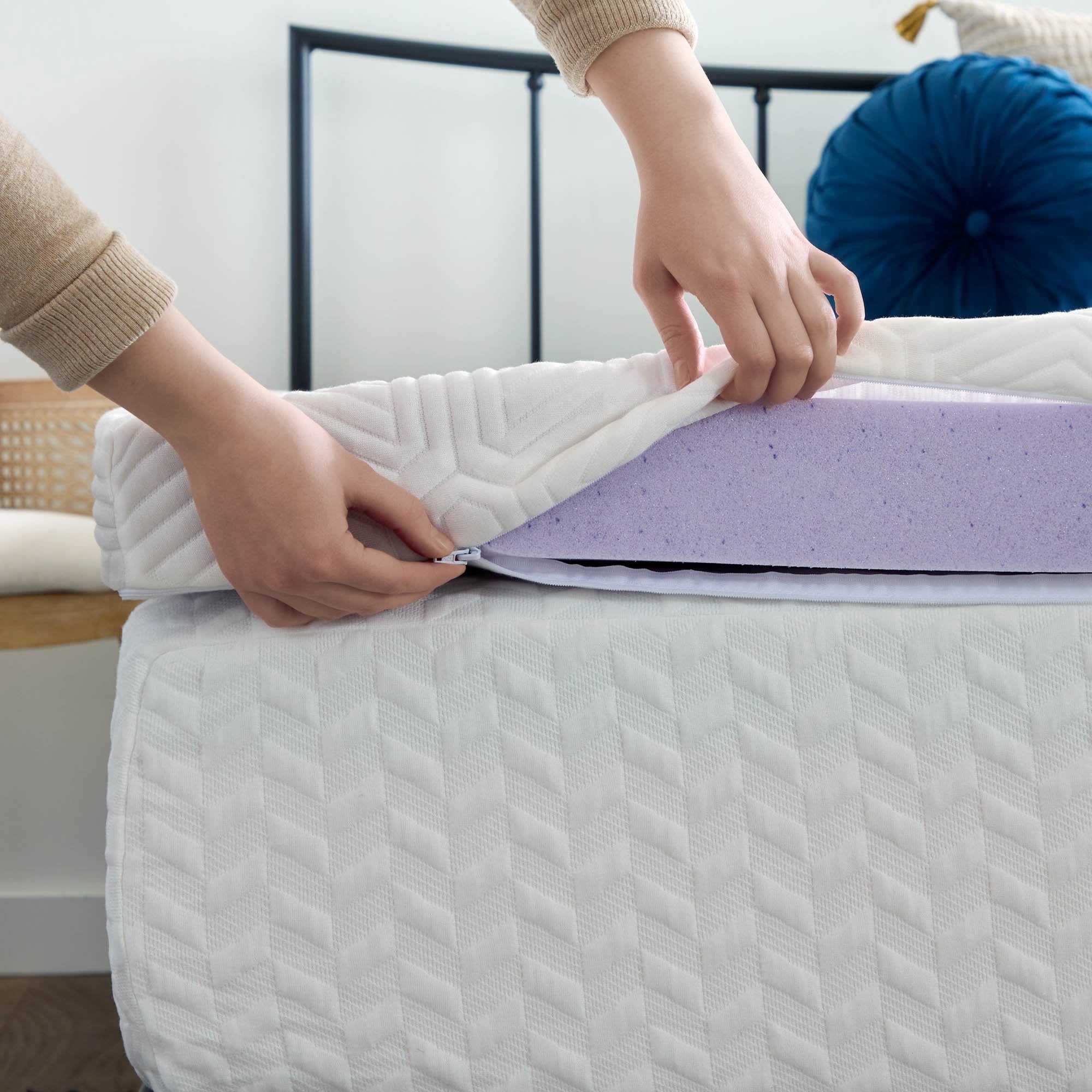 Lucid Lavender and Gel Covered Memory Foam Mattress Topper, 3 inch, King