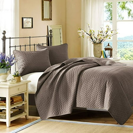 JLA Home Hampton Hill Velvet Touch Taupe Quilted Coverlet Mini Set King