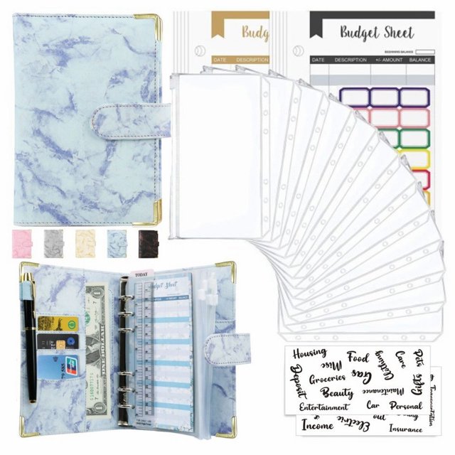 Hexang Onlyesh Budget Envelopes For Budgeting Organizer For 28Pcs Budget With Envelopes 6 Ring Saving (White)