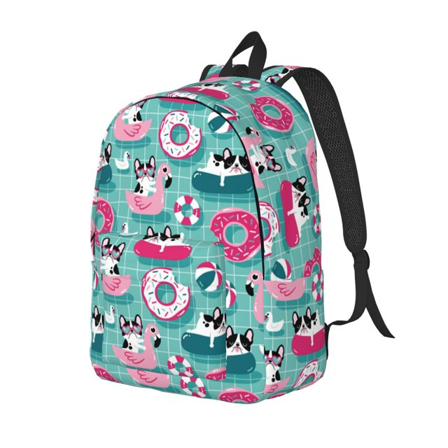 Easygdp Dogs With Swimming Mochila de Lona Resistente para Laptop, Compatible con Laptops de 15 a 17 pulgadas, Ideal para Escuela, Trabajo y Viajes-Small