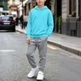 thumbnail image 4 of BXJX Boys Outfit Sets Size 8, Sports Long Sleeve Casual 2 Piece Hoodies and Joggers Sets with Pockets Light Blue, 4 of 6