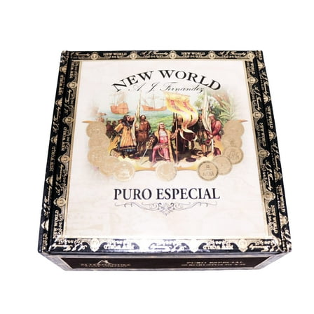 New World Robustos Puro Especial Empty Wood Cigar Box 6" x 6" x 3"