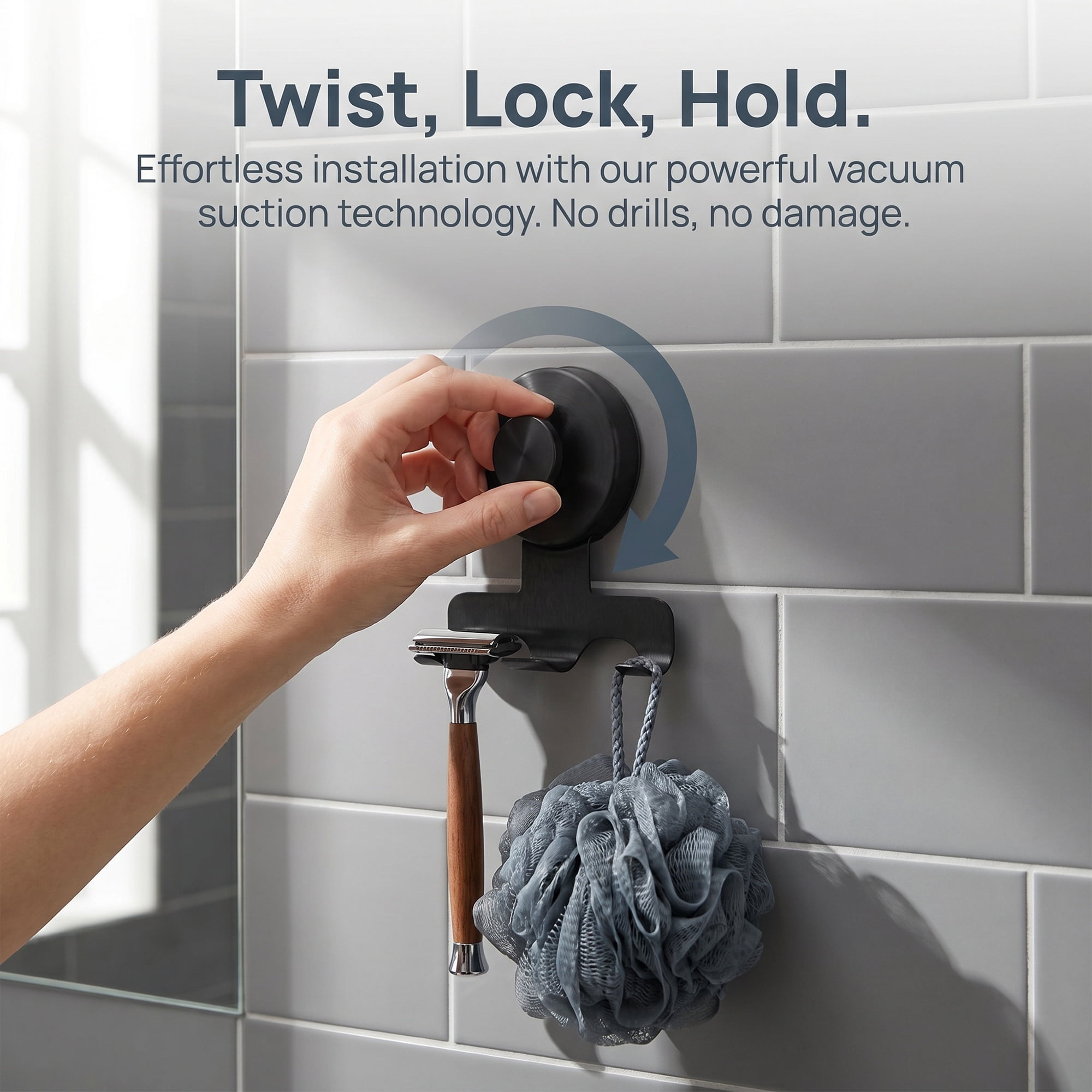 Unique Bargains Suction Cup Hooks for Shower 2-Pack Wall Hooks for Hanging Silver