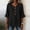 Black women fall tops v neck a1, variant on Women Fall Winter V Neck 3/4 Sleeve Ruffle Button Down Tops Casual Basic Pullover Blouses Solid Loose Fit Boho Vacation Fashion Clothes, Navy L