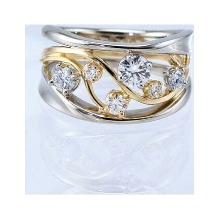 Fashion Women Two Tone 925 Silver White Sapphire Ring