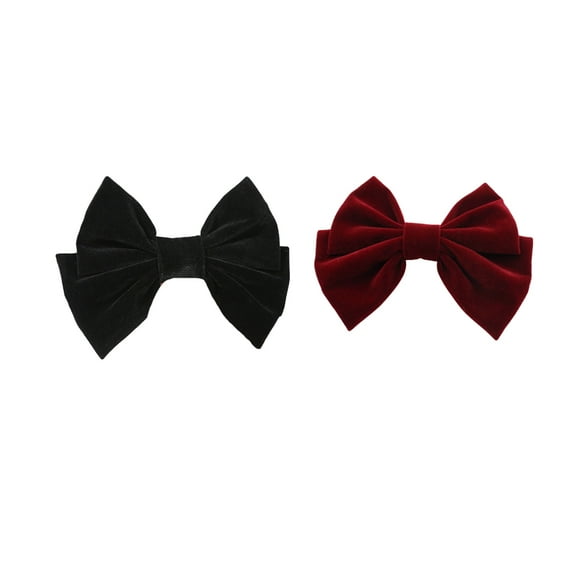 HEANUJJ Set of 2 Velveteen Hair Scrunchies for Women, Wine Red and Black Colors