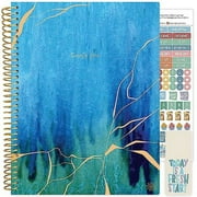 bloom daily planners 2024 (8.5" x 11") Calendar Year Day Planner (January 2024 - December 2024) - Weekly/Monthly Dated Agenda Organizer with Tabs - Blue Kintsugi