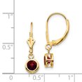 thumbnail image 2 of 14K Yellow Gold 5mm Garnet Leverback Dangle Earrings, 2 of 5