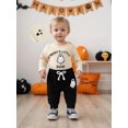 thumbnail image 5 of My First Halloween Baby Boy Outfit Ghost Embroidery Long Sleeve Romper Joggers Pants and Hat 3Pcs Fall Winter Clothes Set, 5 of 10