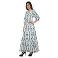 thumbnail image 2 of Moomaya Round Neck 3/4 Sleeve Flair Maxi Dress Printed Casual Summer Clothing, 2 of 3